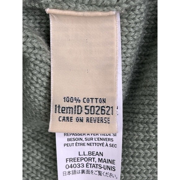L.L. Bean Womens Green Cable Knit Turtleneck Sweater Sz M Long Sleeve Pullover - Picture 5 of 6